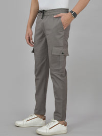 Mens Grey Twill Straight Cargo Pant