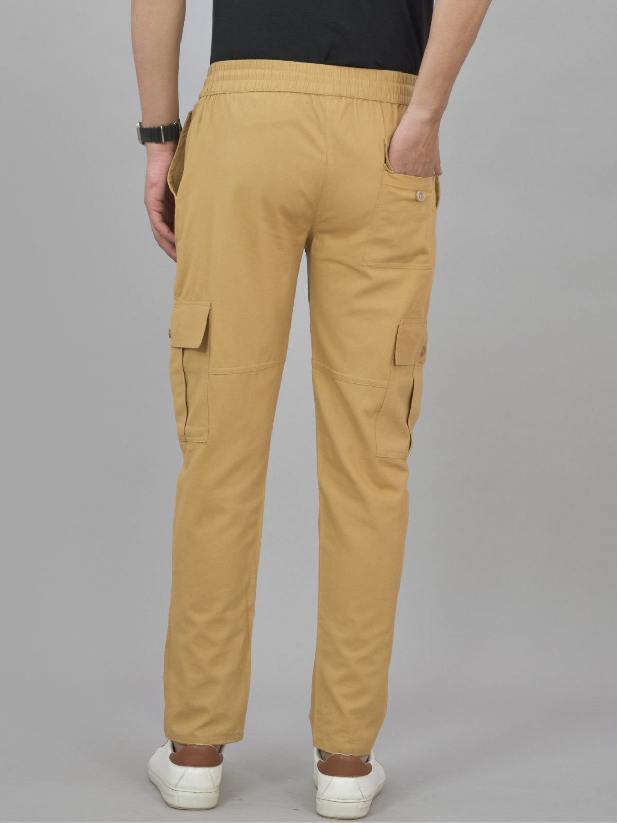 Pack Of 2 Mens Brown And Khaki Twill Straight Cargo Pants Combo