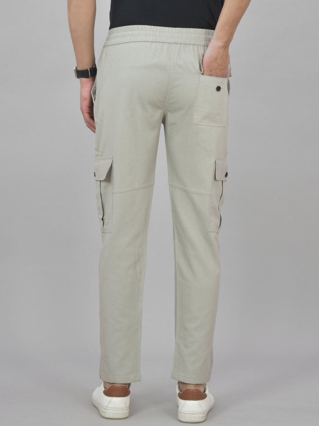 Mens Melange Cotton Twill Straight Cargo Pant