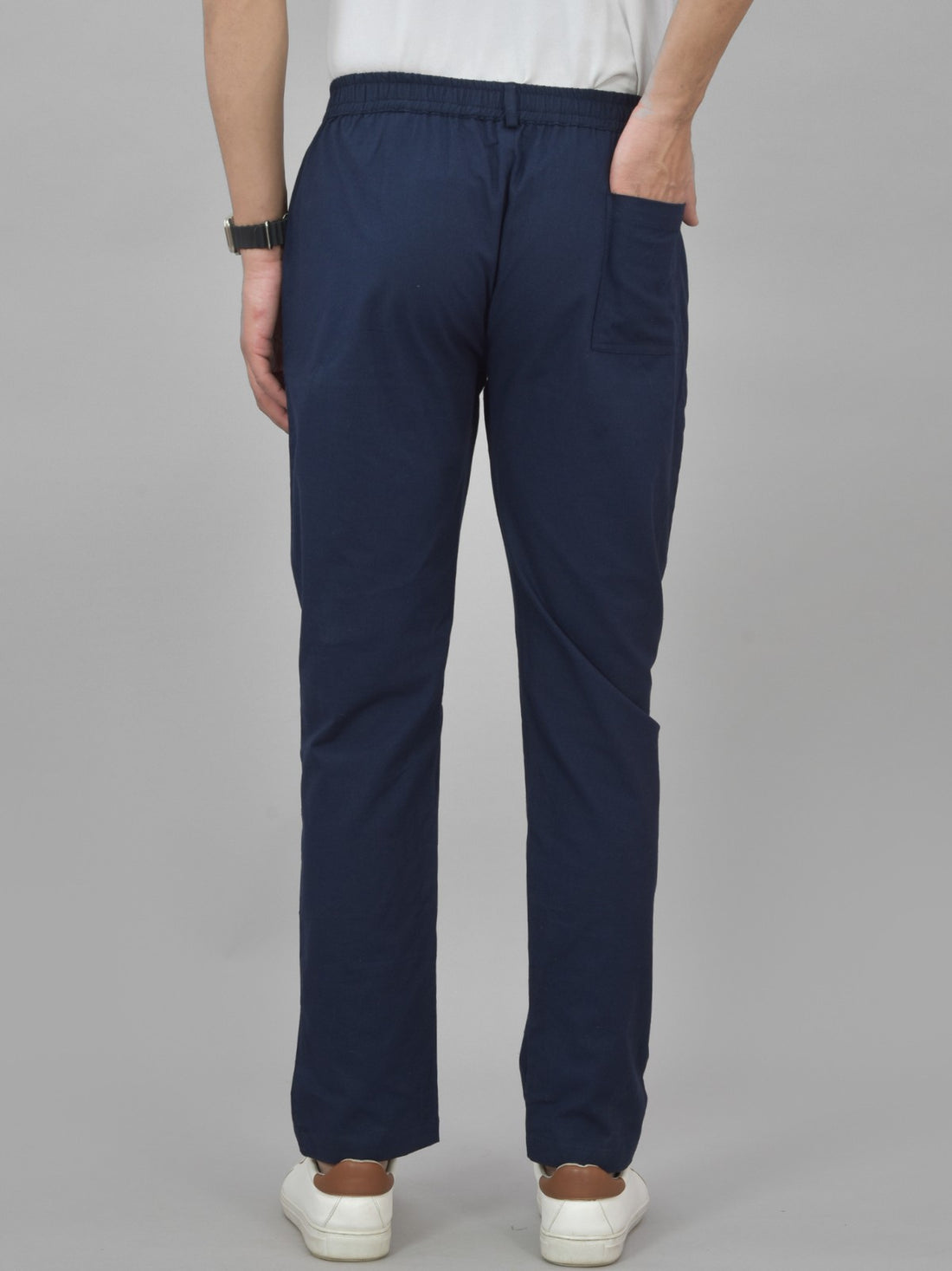 Navy Blue Airy linen  Summer Cool Cotton Comfort Pants For Men