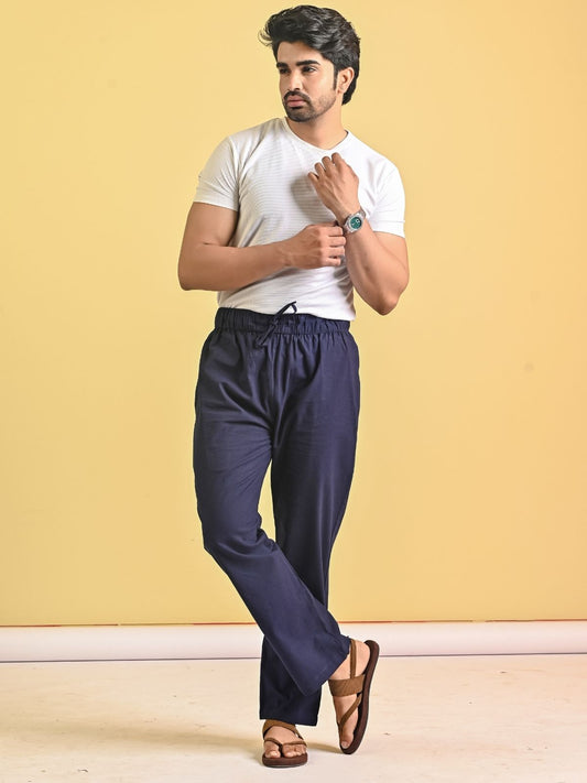 Mens Navy Blue Loose Fit Pajama Pant