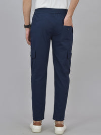 Pack Of 2 Mens Blue And Navy Blue Twill Straight Cargo Pants Combo