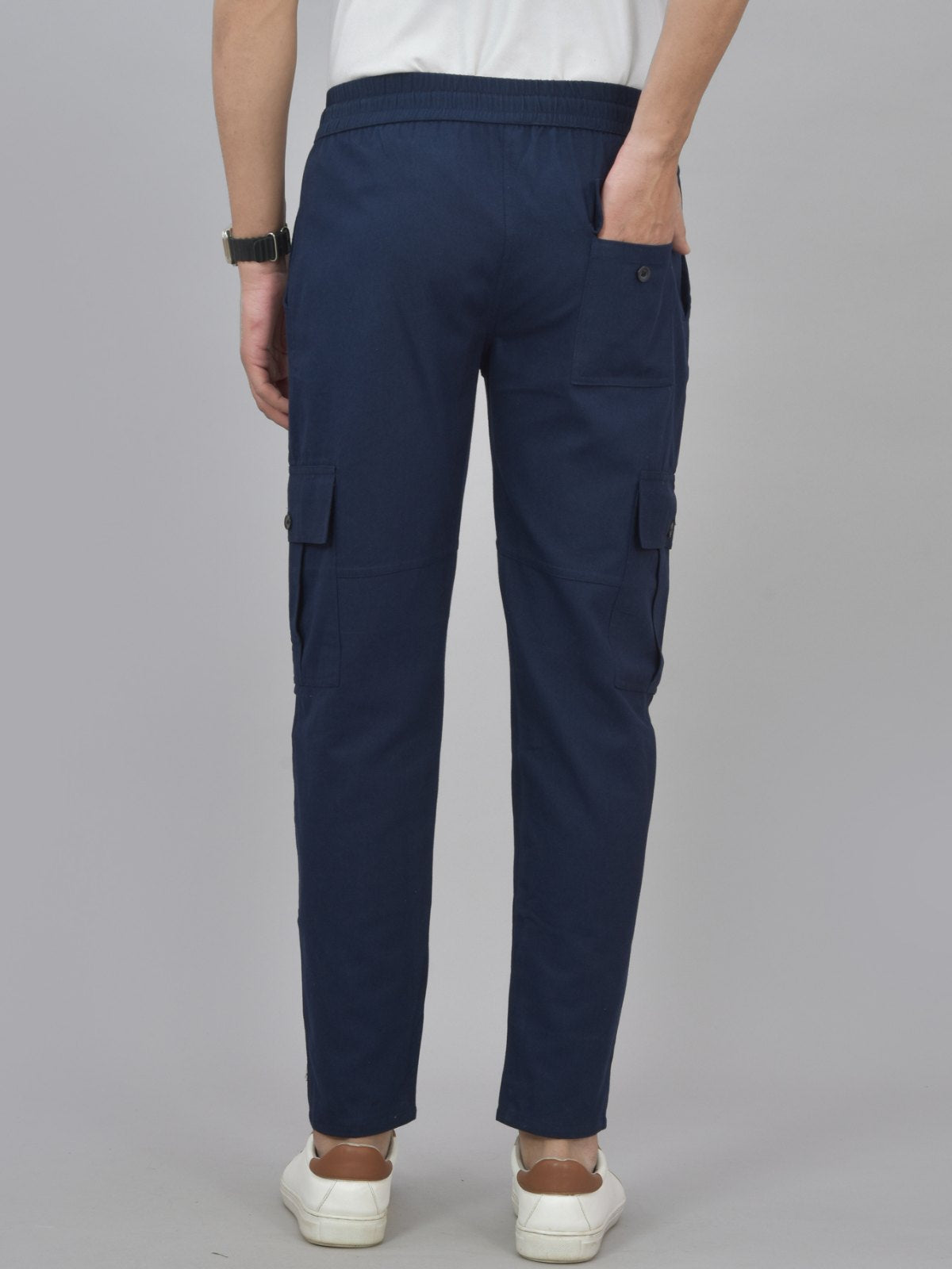 Quaclo Couple Navy Blue 5 Pocket Twill Straight Cargo