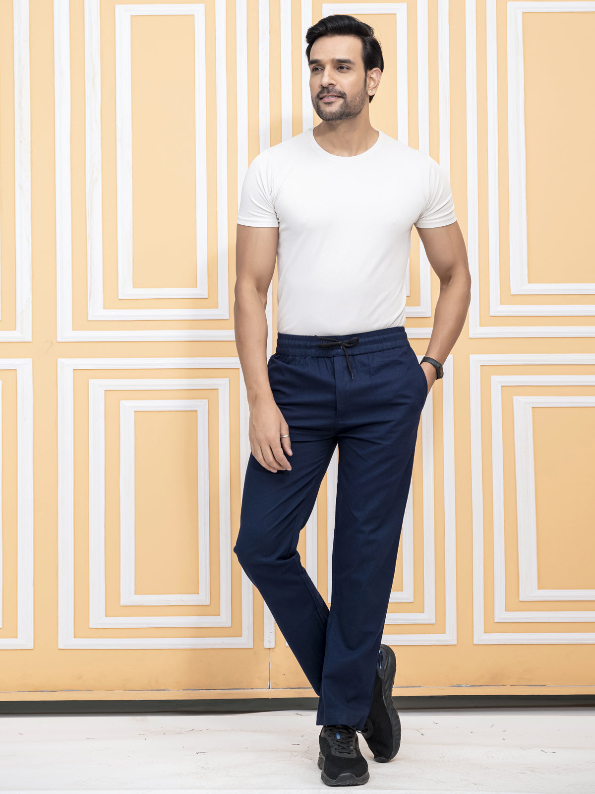 Quaclo Mens Regualr Fit Navy Blue Twill Pyjma Pant