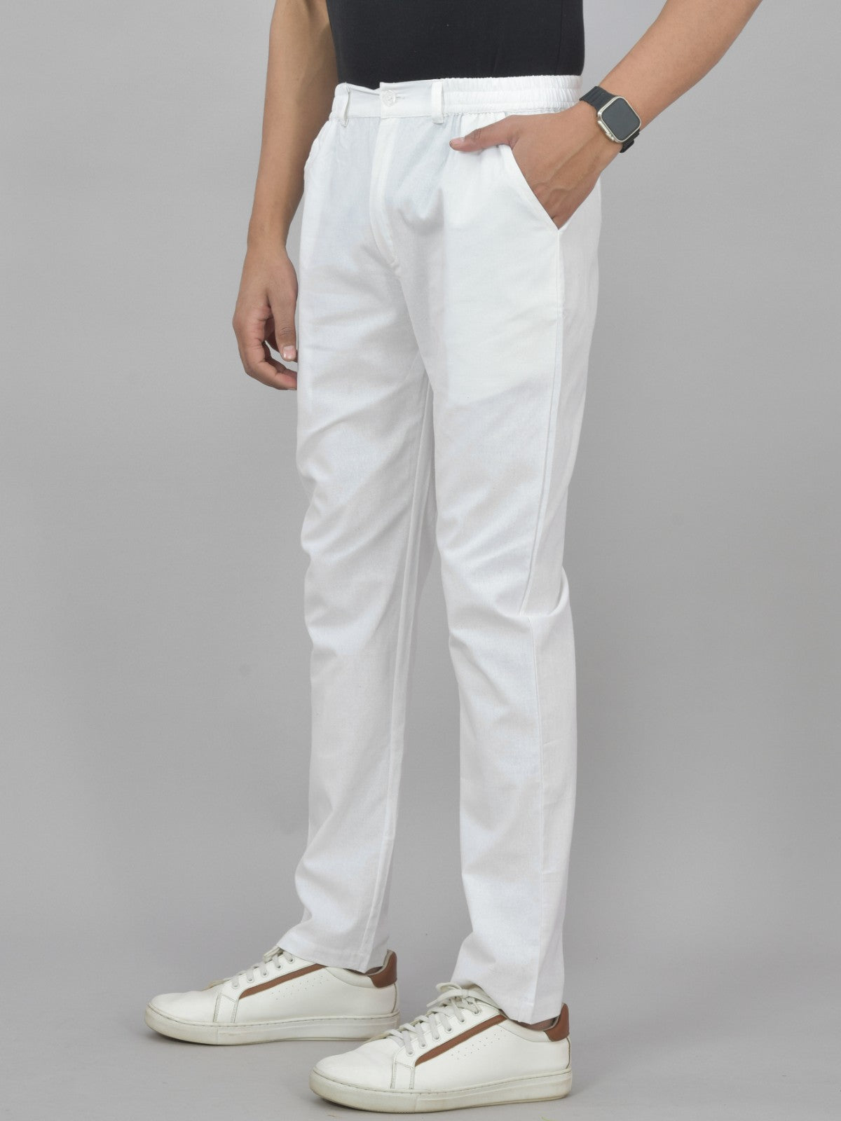 White Airy linen  Summer Cool Cotton Comfort Pants For Men