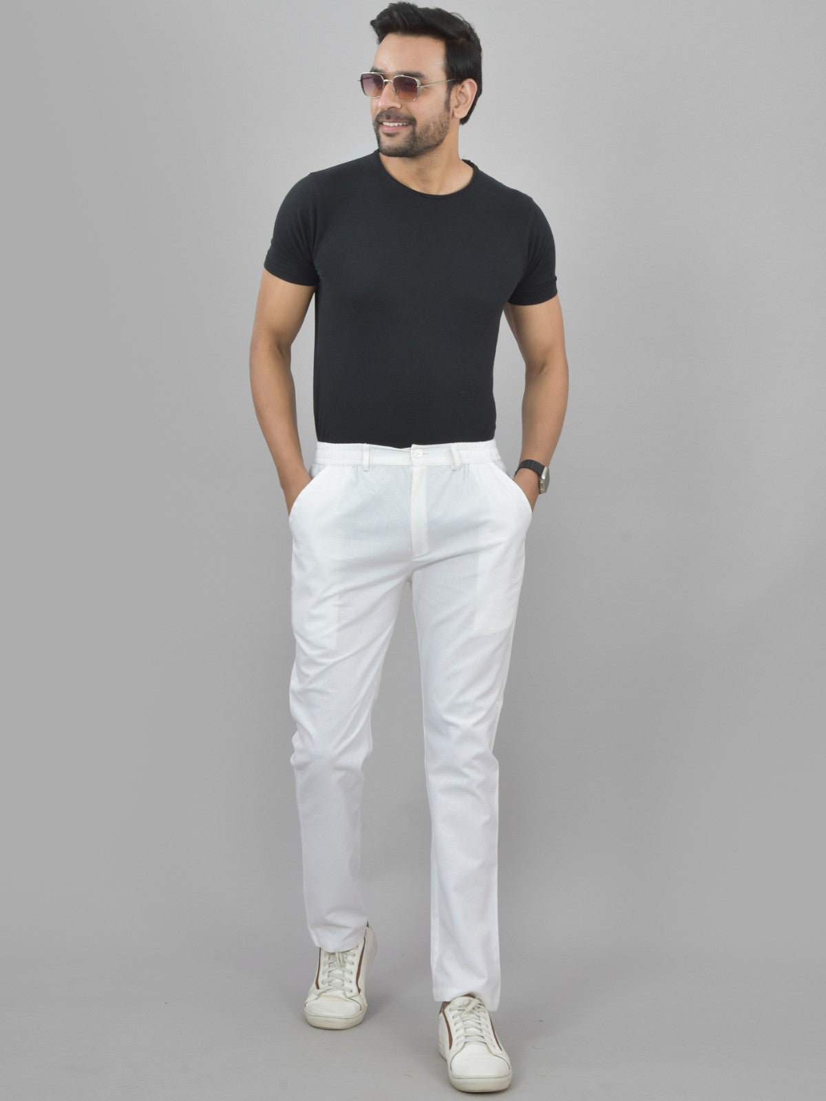 Pack Of 2 Black And White Airy Linen Summer Cool Cotton Comfort Pants For Men