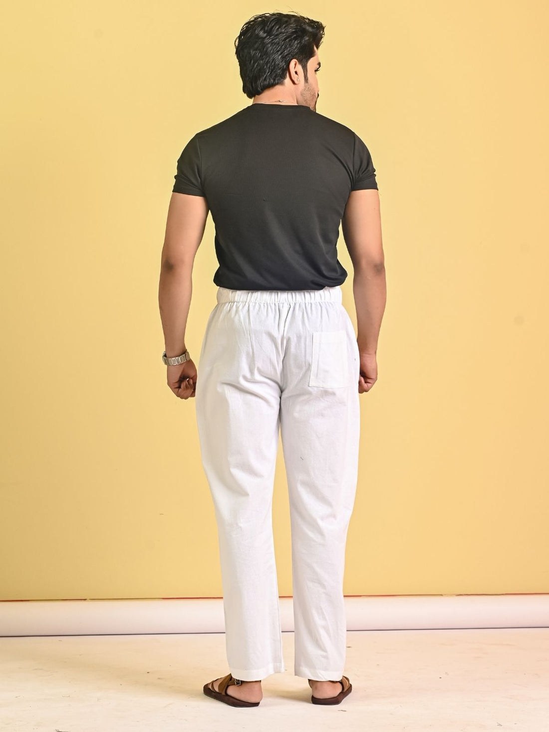 Mens White Loose Fit Pajama Pant