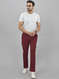 Combo Pack Of Mens Mehendi Green And Wine Regualr Fit Cotton Trouser