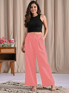 Womens Mauve Pink Cotton Wide Leg Pants
