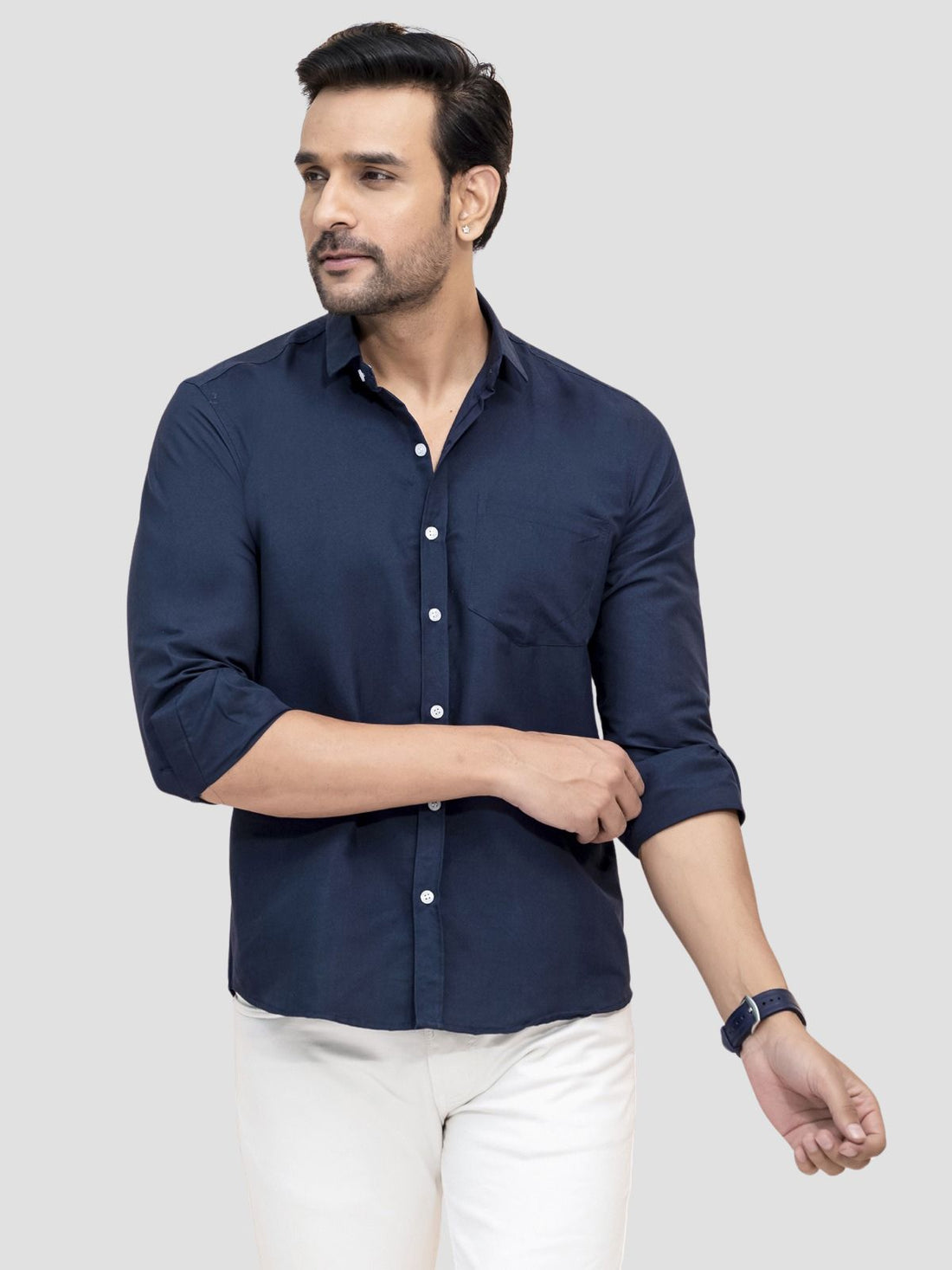 Navy Blue and Wine Full Sleeve Shirt