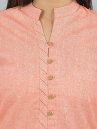 Quaclo Womens Solid Orange Cotton Top-Pyjama Co-Ords Set