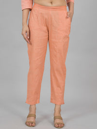 Quaclo Womens Solid Orange Cotton Top-Pyjama Co-Ords Set