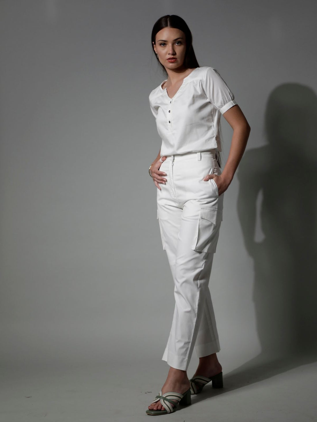 5830-White High Waist Sunday Pant