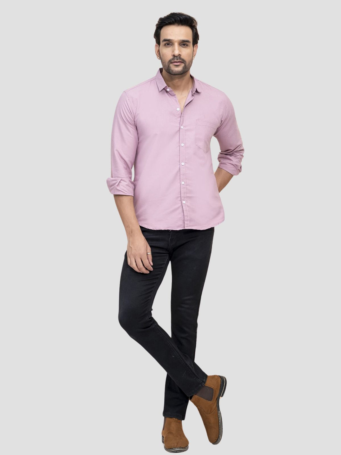 Black and Peach Full Sleeve Shirt