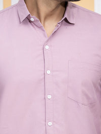 Mens Solid Peach Full Sleeve Cotton Blend Shirt