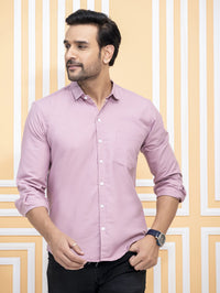 Mens Solid Peach Full Sleeve Cotton Blend Shirt