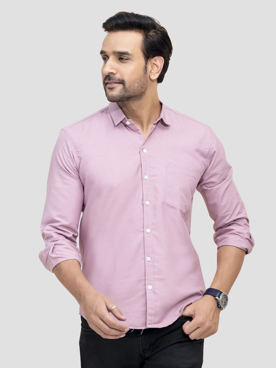 Peach and Teal Blue Full Sleeve Shirt