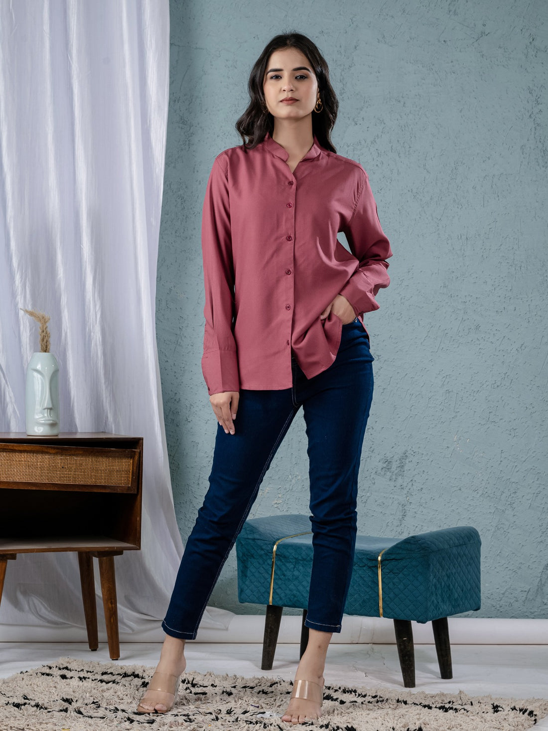 Pack Of 2 Peach And Purple Solid Viscose Shirts Combo