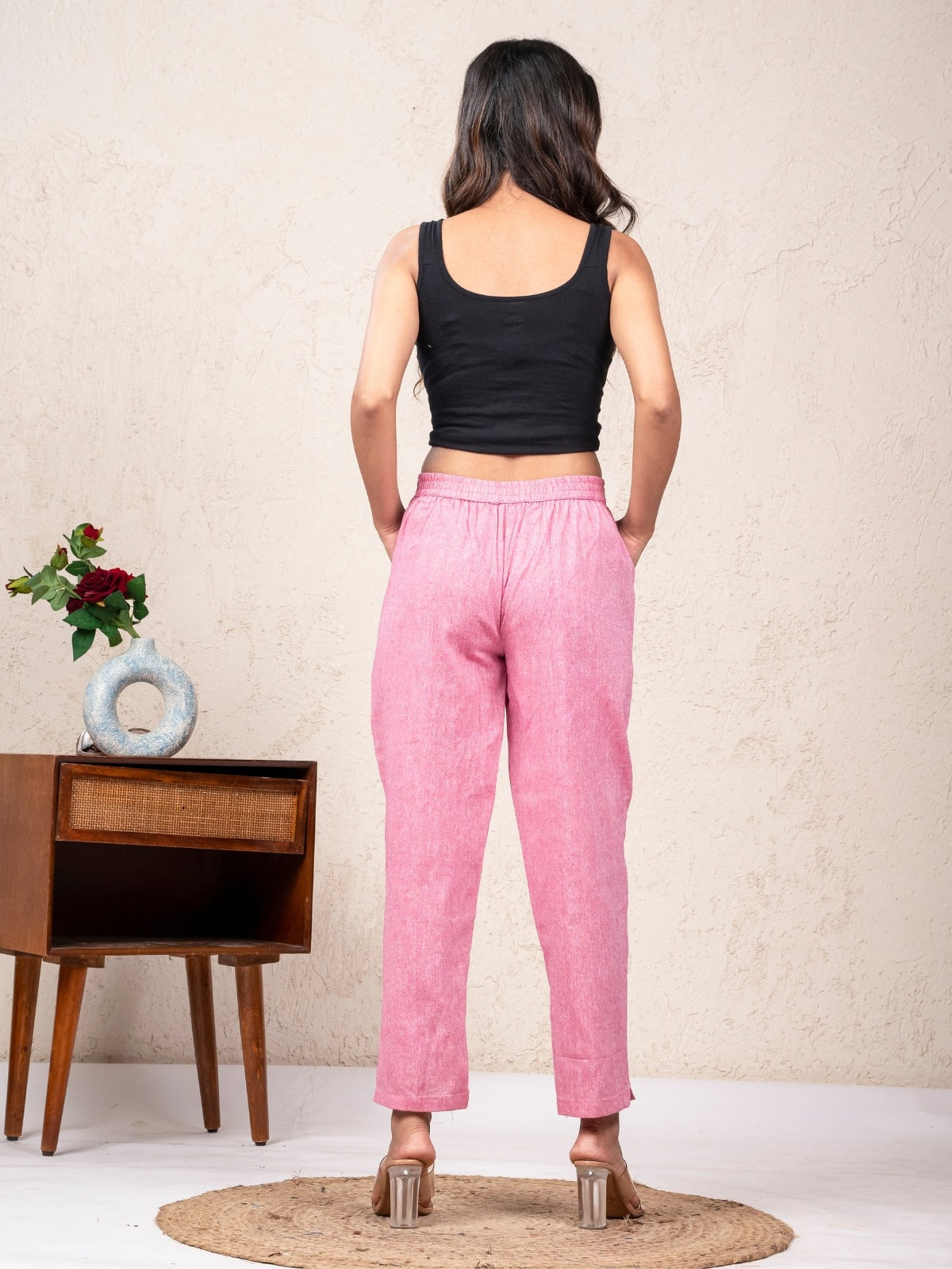 Women Solid Pink South Cotton Trouser