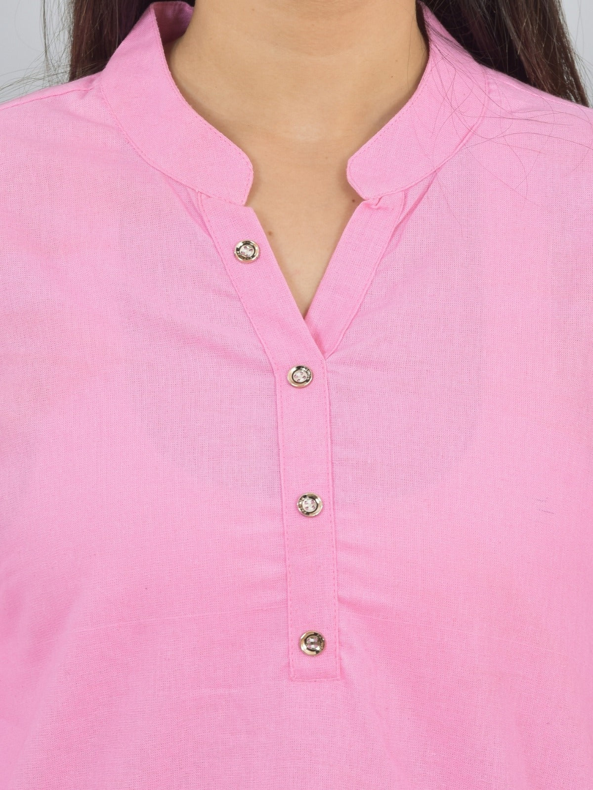 Quaclo Womens Solid Pink Cotton Top-Pyjama Co-Ords Set