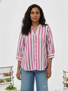 Pink Pleated shoulder Stripe Shirt