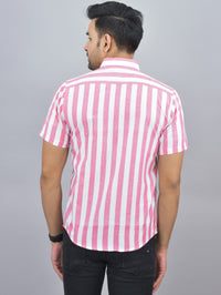Pack Of 2 Quaclo Couple Pink Striped Cotton Shirts