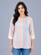 Pink Rainbow Stripe Cotton Shirts