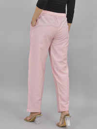 Womens Regular Fit Pink Striped South Cotton Trouser