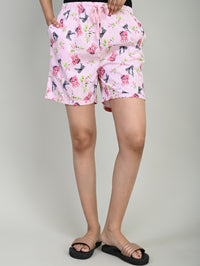 Pack Of 3 Pink Teddy, Pink And White Printed Women Shorts Combo