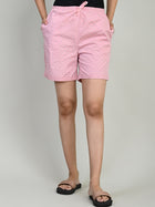 Women Pink Cotton Printed Short