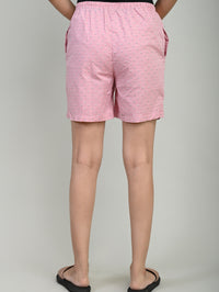 Pack Of 3 Pink Teddy, Pink And White Printed Women Shorts Combo