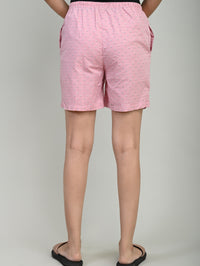 Pack Of 3 Light Pink, Pink And White Printed Women Shorts Combo