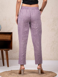 Women Solid Purple South Cotton Trouser