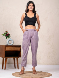 Women Solid Purple South Cotton Trouser