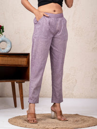 Women Solid Purple South Cotton Trouser