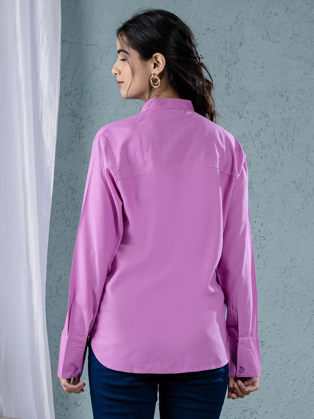 Women Solid Purple Viscose Shirt