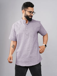 Pack Of 2 Mens Regular Fit Purple And Sky Blue Half Sleeve Cotton Short Kurta Combo