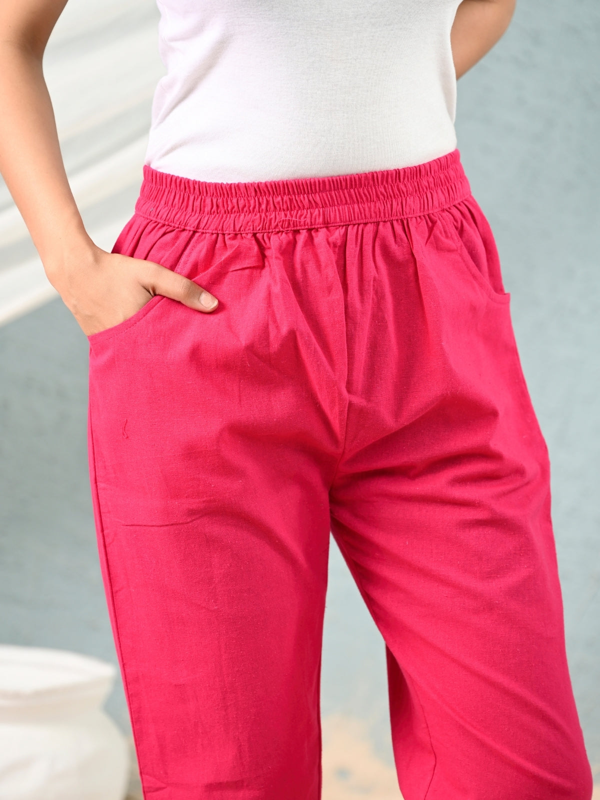 Women's Rani Regular Fit Elastic Cotton Trouser