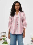 Red Pleated shoulder Stripe Shirt