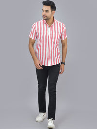 Pack Of 2 Quaclo Couple Red Striped Cotton Shirts