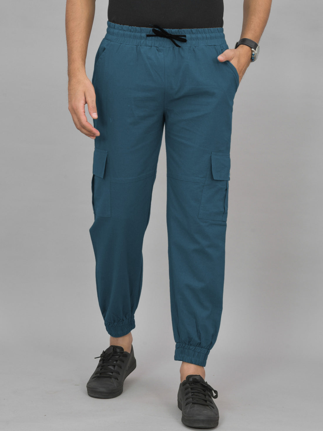Pack Of 2 Mens Teal Blue And Navy Blue Airy Linen Summer Cool Cotton Comfort Joggers