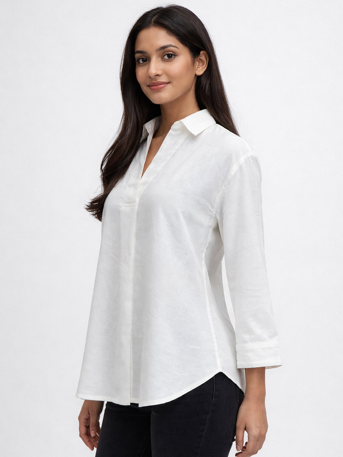 White Airy Linen Pleated Cotton Top