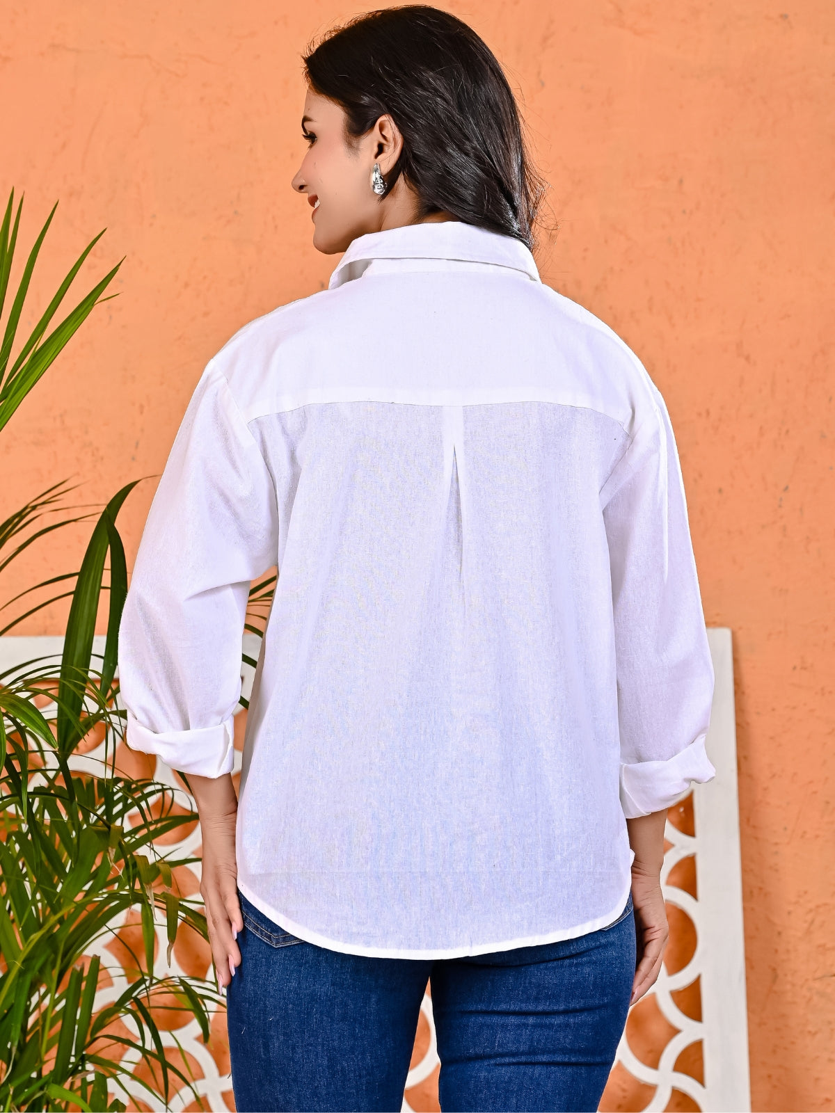 Pack Of 2 Womens Grey And White Cotton Loose Fit Shirt Combo