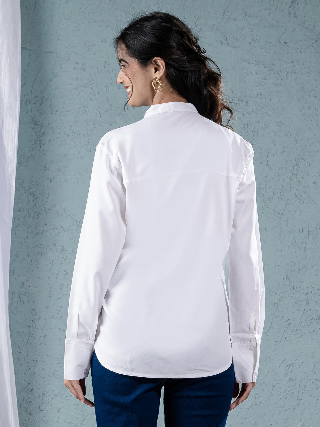 Women Solid White Viscose Shirt