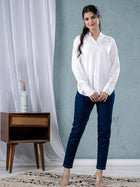 Women Solid White Viscose Shirt