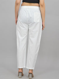 Combo Pack Of 2 Beige And White Womens Cotton Formal Pants