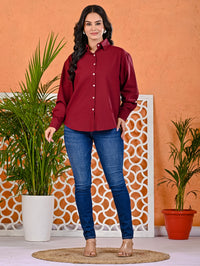Pack Of 2 Womens Mehendi Green And Wine Cotton Loose Fit Shirt Combo