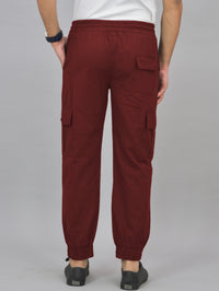 Combo Pack Of Mens Wine And Brown Five Pocket Cotton Cargo Pants