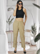 Beige Fully Elastic Airy Linen Cotton Pants