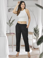 Black Fully Elastic Airy Linen Cotton Pants